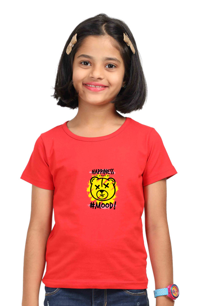 red color cotton t shirt for kids girls printed