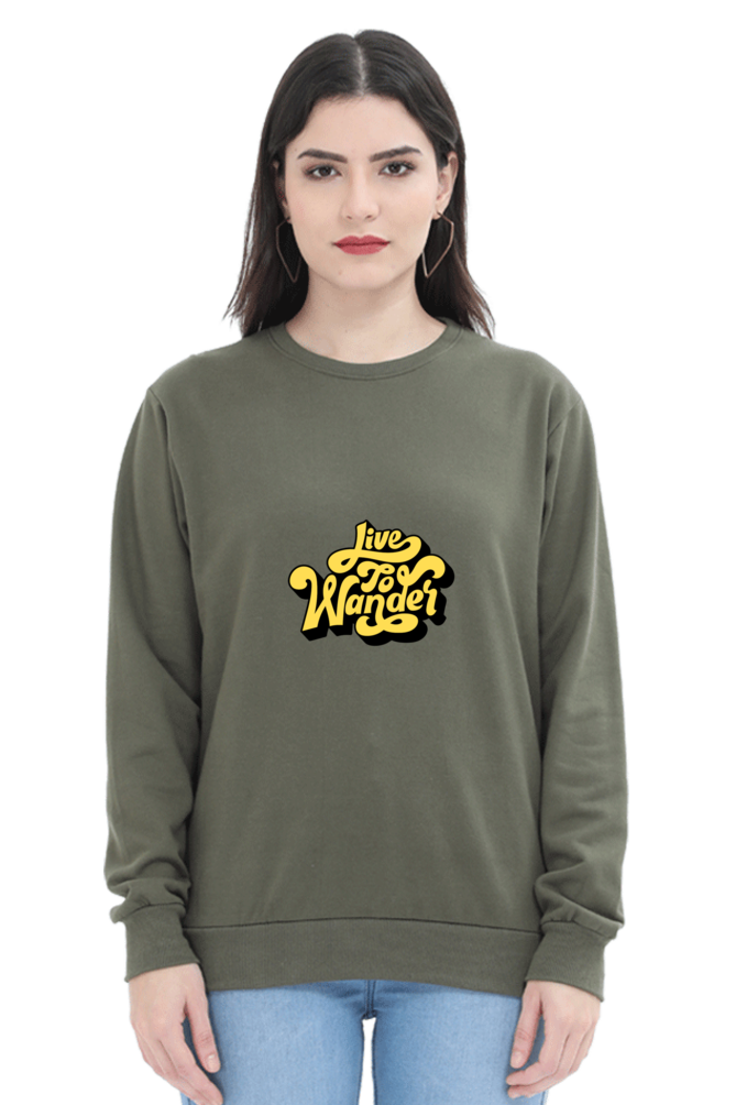 Live To Wander Unisex Sweatshirt - Olive Green / S