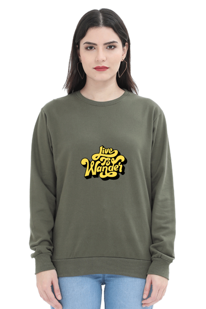 Live To Wander Unisex Sweatshirt - Olive Green / S