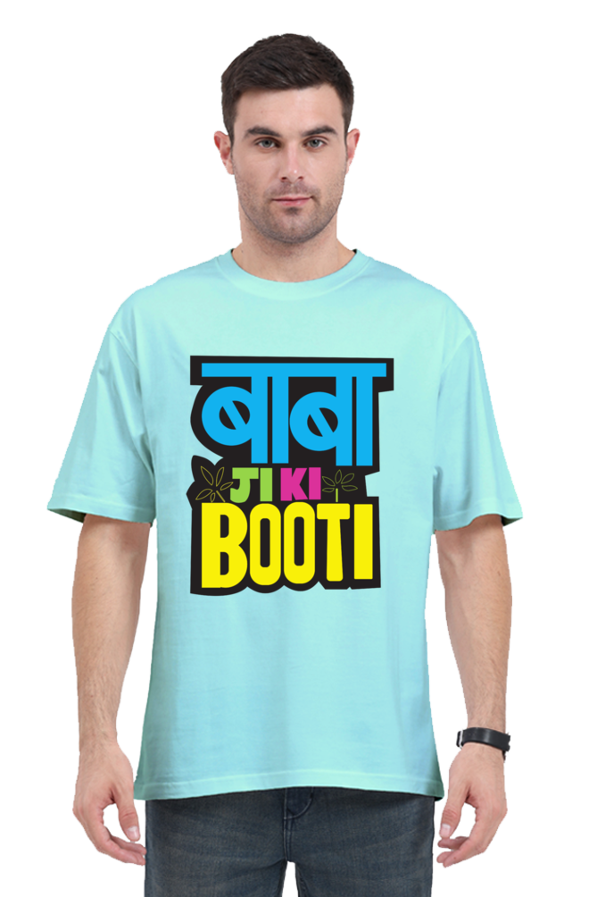 oversized t shirt with Hindi text baby blue color