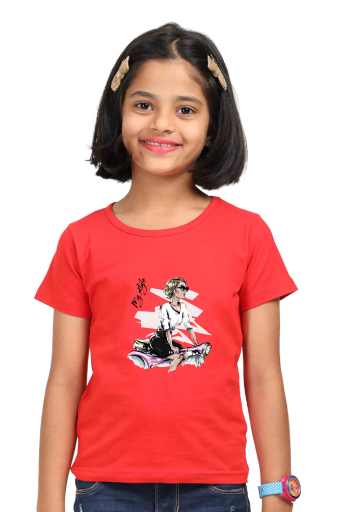 My Style - Girl On A Scooter Girls T-shirt