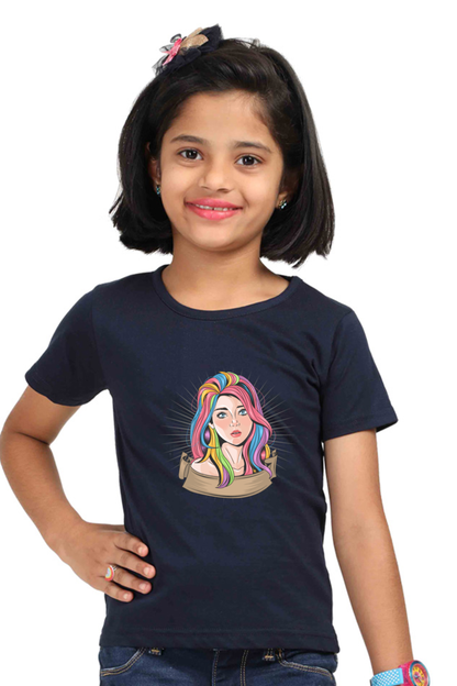 Girl With Colored Hair Streaks Girls T-shirt