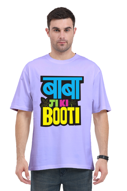 oversized t shirt with Hindi text baby lavender  color