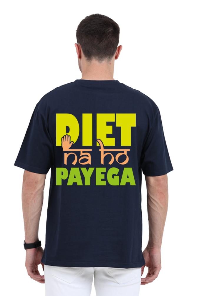 Diet Na Ho Payega Unisex Oversized T-shirt - Navy Blue / S