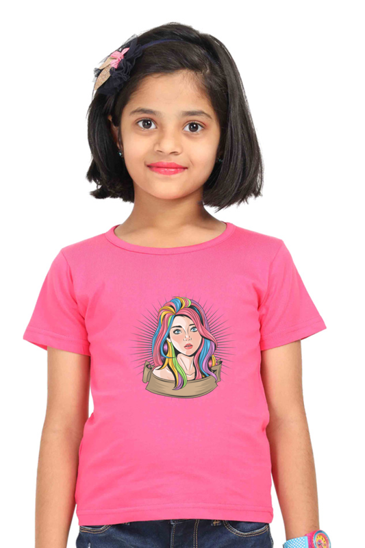 Girl With Colored Hair Streaks Girls T-shirt