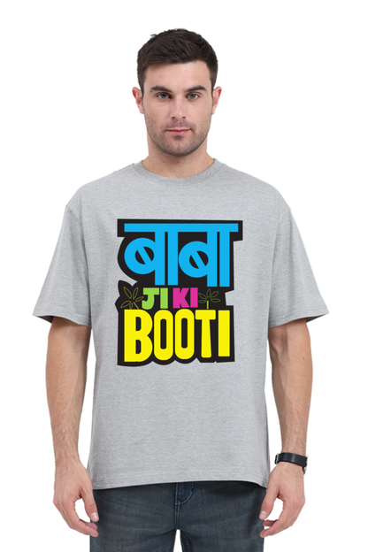 oversized t shirt with Hindi text light grey color