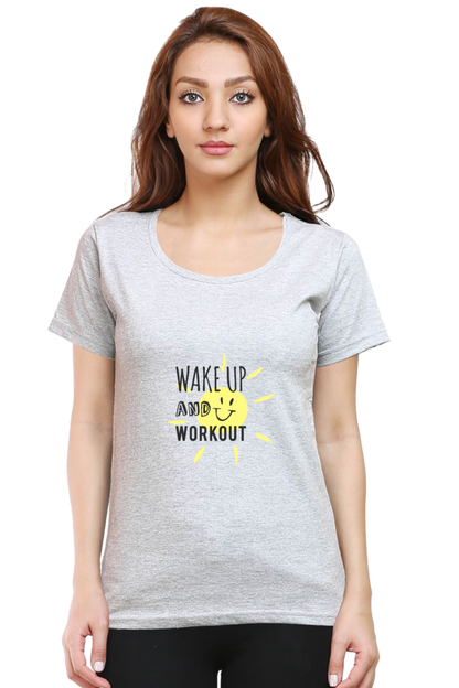 Wake Up And Work Out Women’s T-shirt - Grey Melange / S