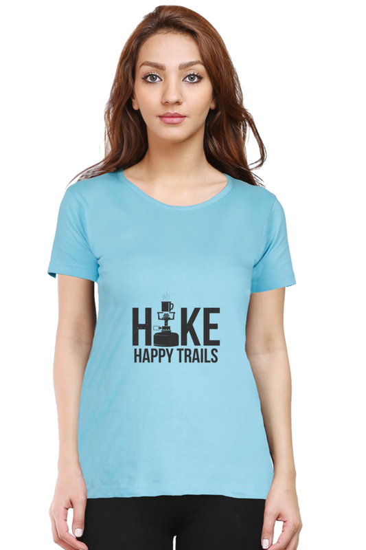 Hike Happy Trails Women’s T-Shirt - SkyBlue / L