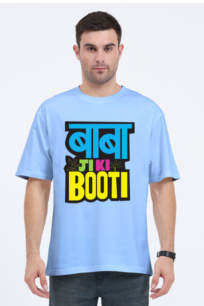 oversized t shirt with Hindi text baby blue color