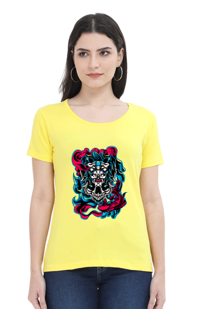 front printed tshirt for girls yellow color