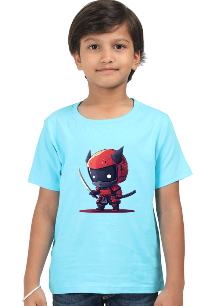 t shirt for kid boy samurai light blue color