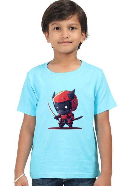 t shirt for kid boy samurai light blue color