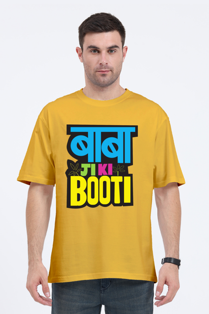 oversized t shirt with Hindi text yellow color