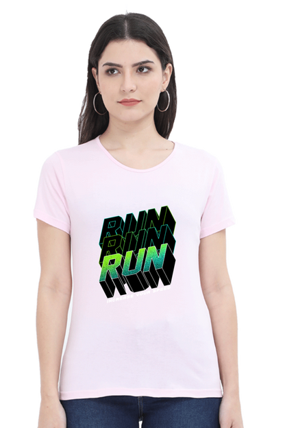 Run Run Run Women’s T-shirt - Light Baby Pink / M