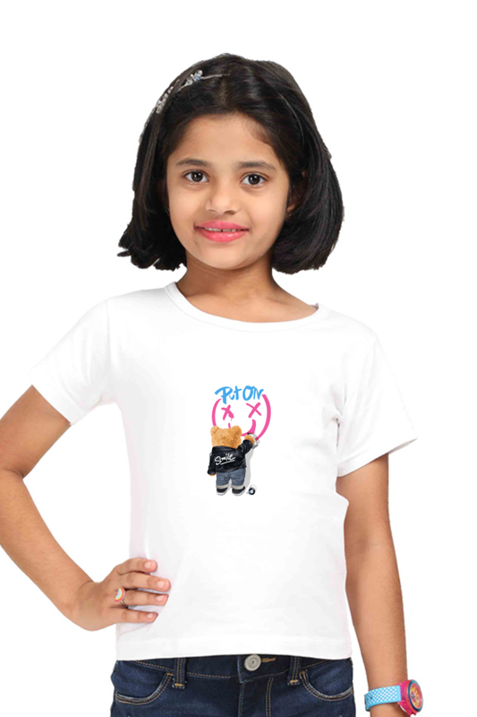 cotton t shirts for kids front printed white 