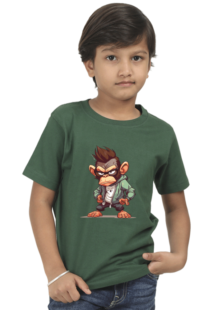 Hip Hop Monkey Boys T-shirt - Bottle Green / 5Yrs