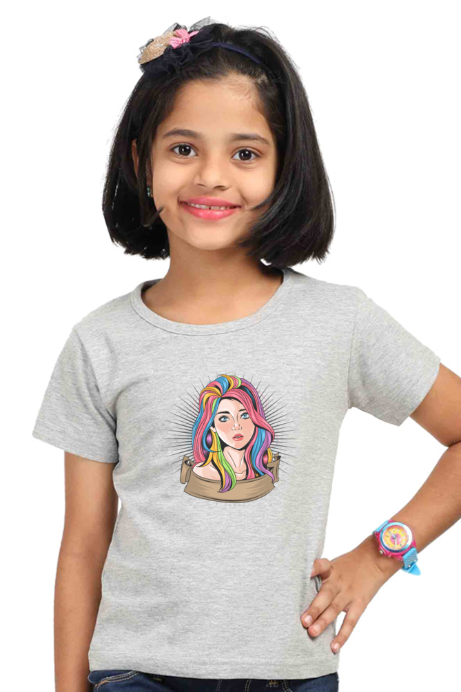 Girl With Colored Hair Streaks Girls T-shirt