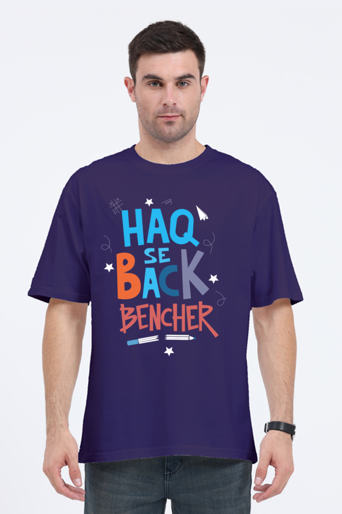 Haq Se Back Bencher Unisex Oversized T-shirt - Purple / S