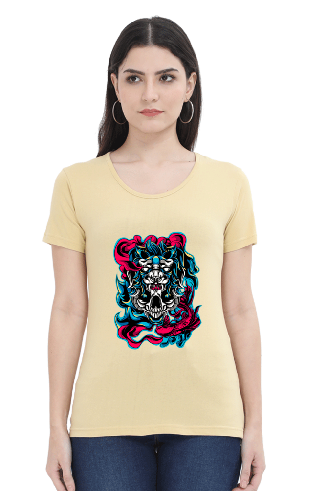 front printed tshirt for girls light yellow color