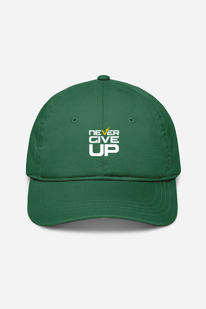 Never Give Up Unisex Baseball Cap - Bottle Green / Standard