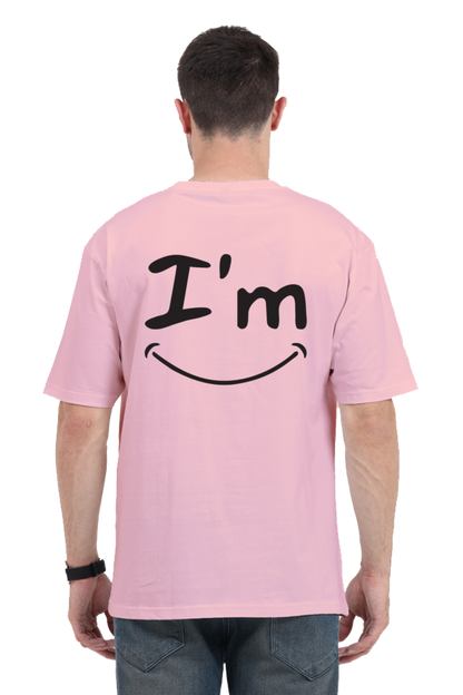 I’m Fine (Back) Unisex Oversized T-shirt - Light Baby Pink / S