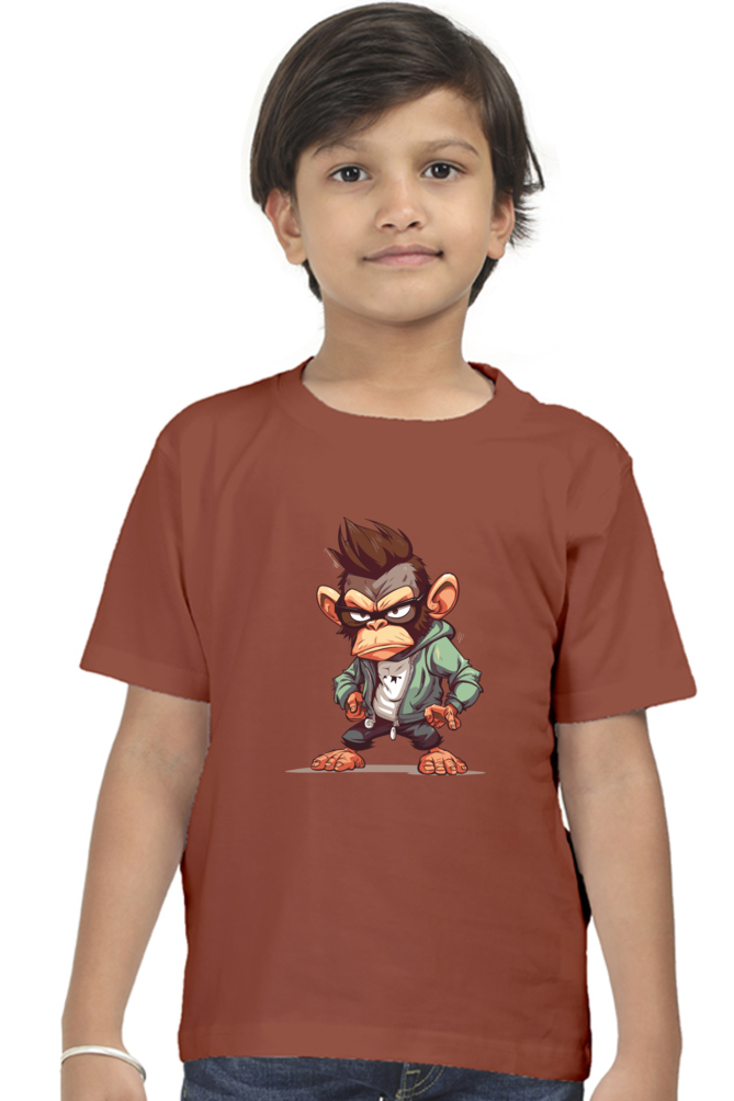 Hip Hop Monkey Boys T-shirt - Brick Red / 5Yrs