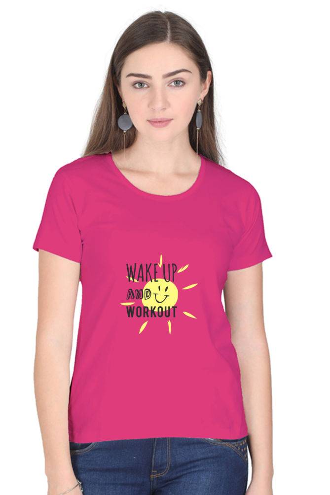 Wake Up And Work Out Women’s T-shirt - Pink / XL