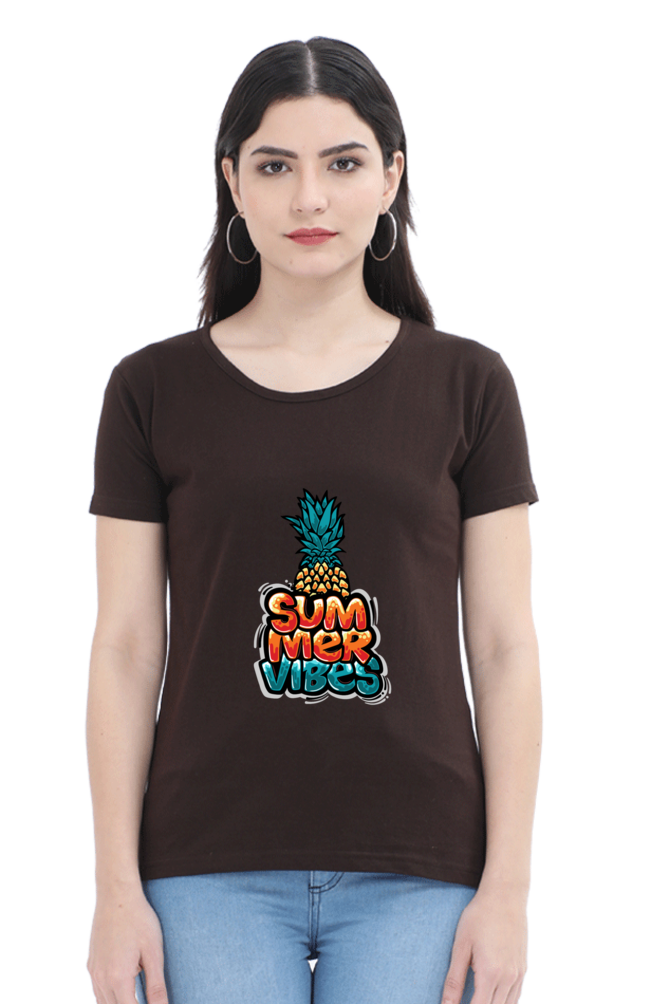 Summer Vibes Women’s T-shirt - Coffee Brown / XL