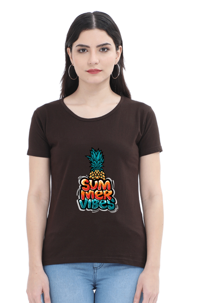 Summer Vibes Women’s T-shirt - Coffee Brown / XL