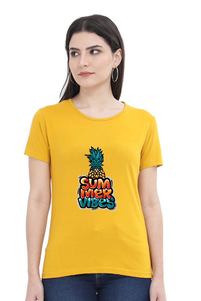 Summer Vibes Women’s T-shirt - Mustard Yellow / XL