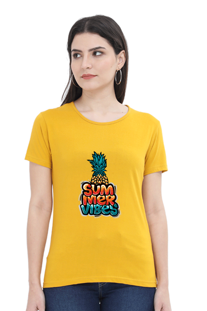 Summer Vibes Women’s T-shirt - Mustard Yellow / XL