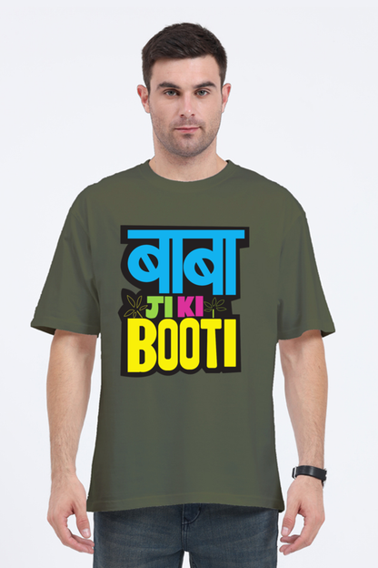 oversized t shirt with Hindi text grey color