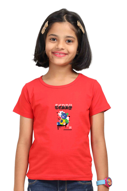 printed kids wear for girls red color