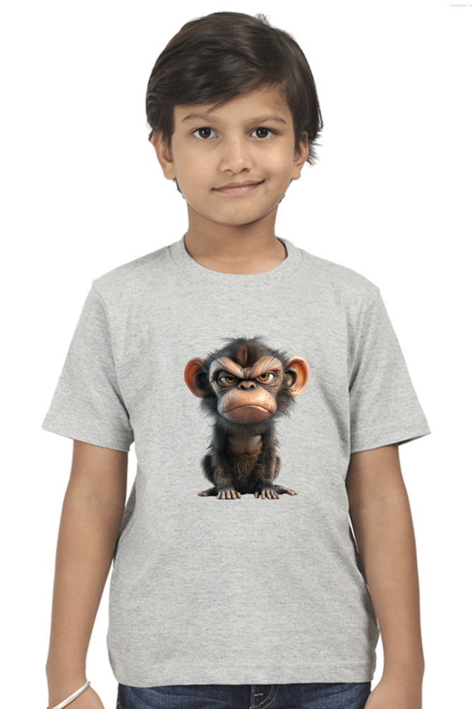 Grumpy Monkey Boys T-shirt - Grey Melange / 5Yrs