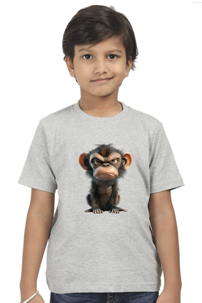 Grumpy Monkey Boys T-shirt - Grey Melange / 5Yrs