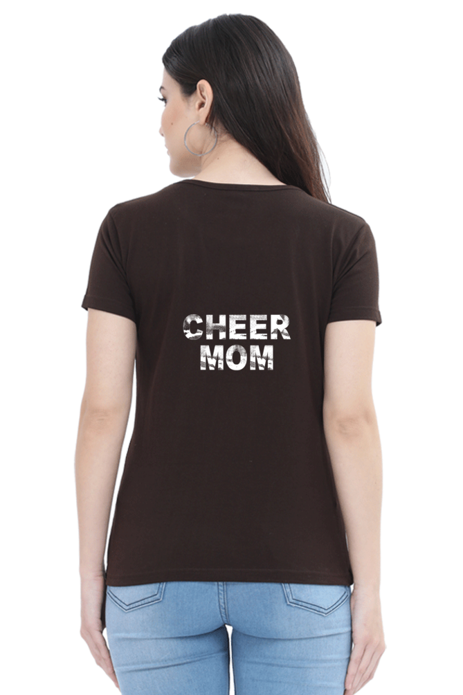 cheer mom printed t shirt for women brown color