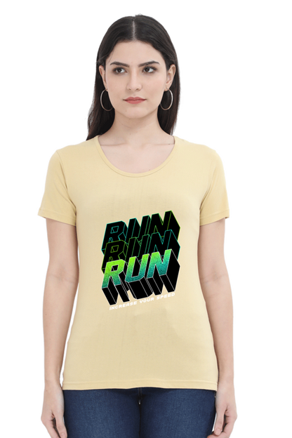 Run Run Run Women’s T-shirt - Beige / M