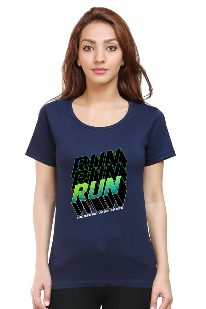 Run Run Run Women’s T-shirt - Navy Blue / L