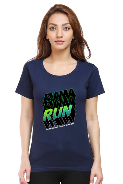 Run Run Run Women’s T-shirt - Navy Blue / L