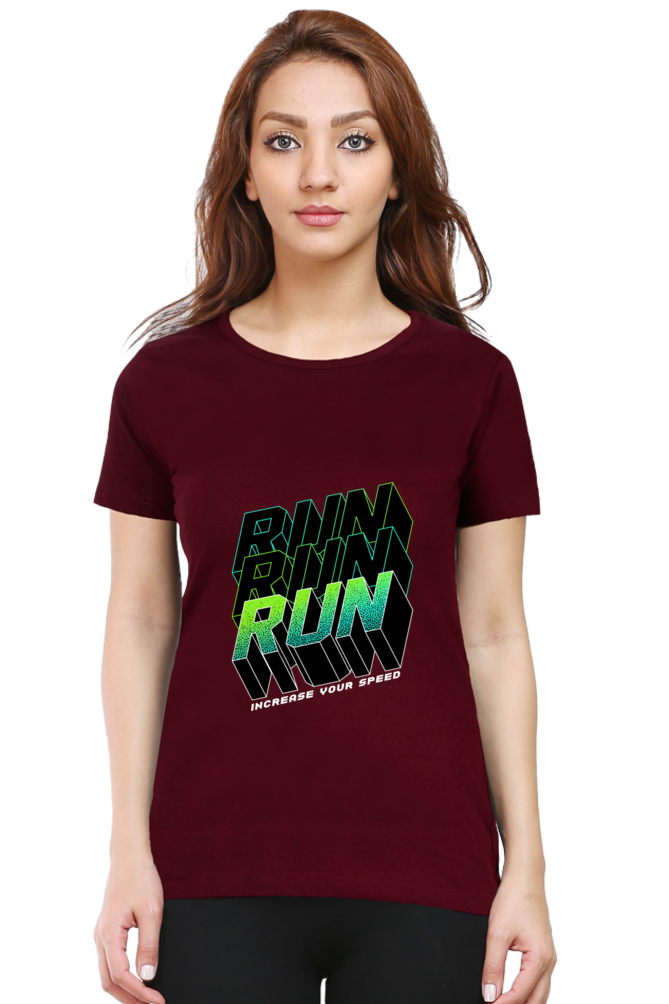 Run Run Run Women’s T-shirt - Maroon / L