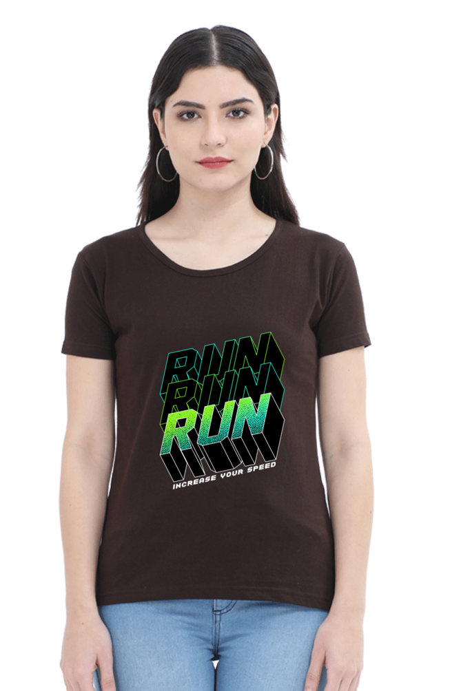 Run Run Run Women’s T-shirt - Coffee Brown / L